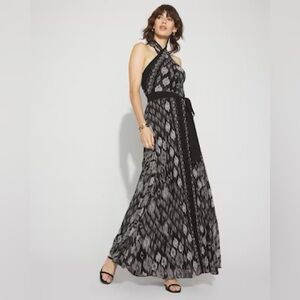 White House Black Market Elegant Black and Gray Women's Dress